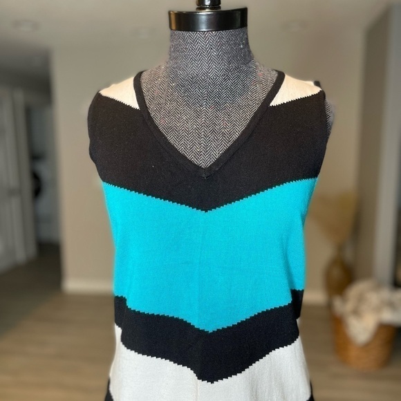 Fontana Colorblock Sleeveless Sweater Top Size Large - Picture 5 of 6